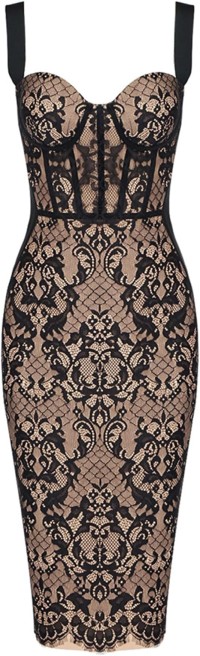 Lace Fishbone Midi Cocktail Party Bandage Dress  product image