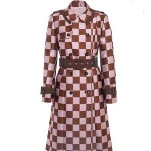 Emily Pink Brown Puzzle Print Trench Coat product image